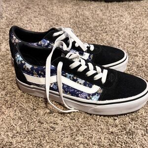 Vans Floral Black and White Sneakers